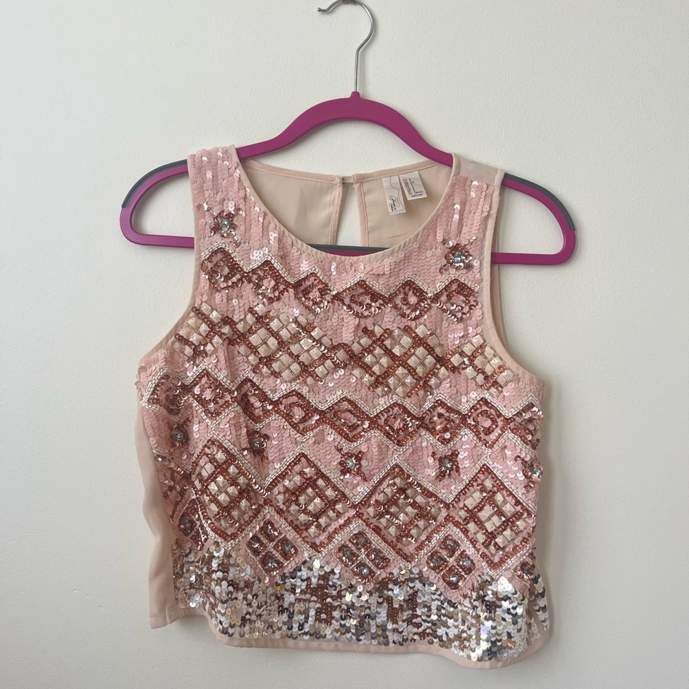 Pink Sequin Sleeveless Top